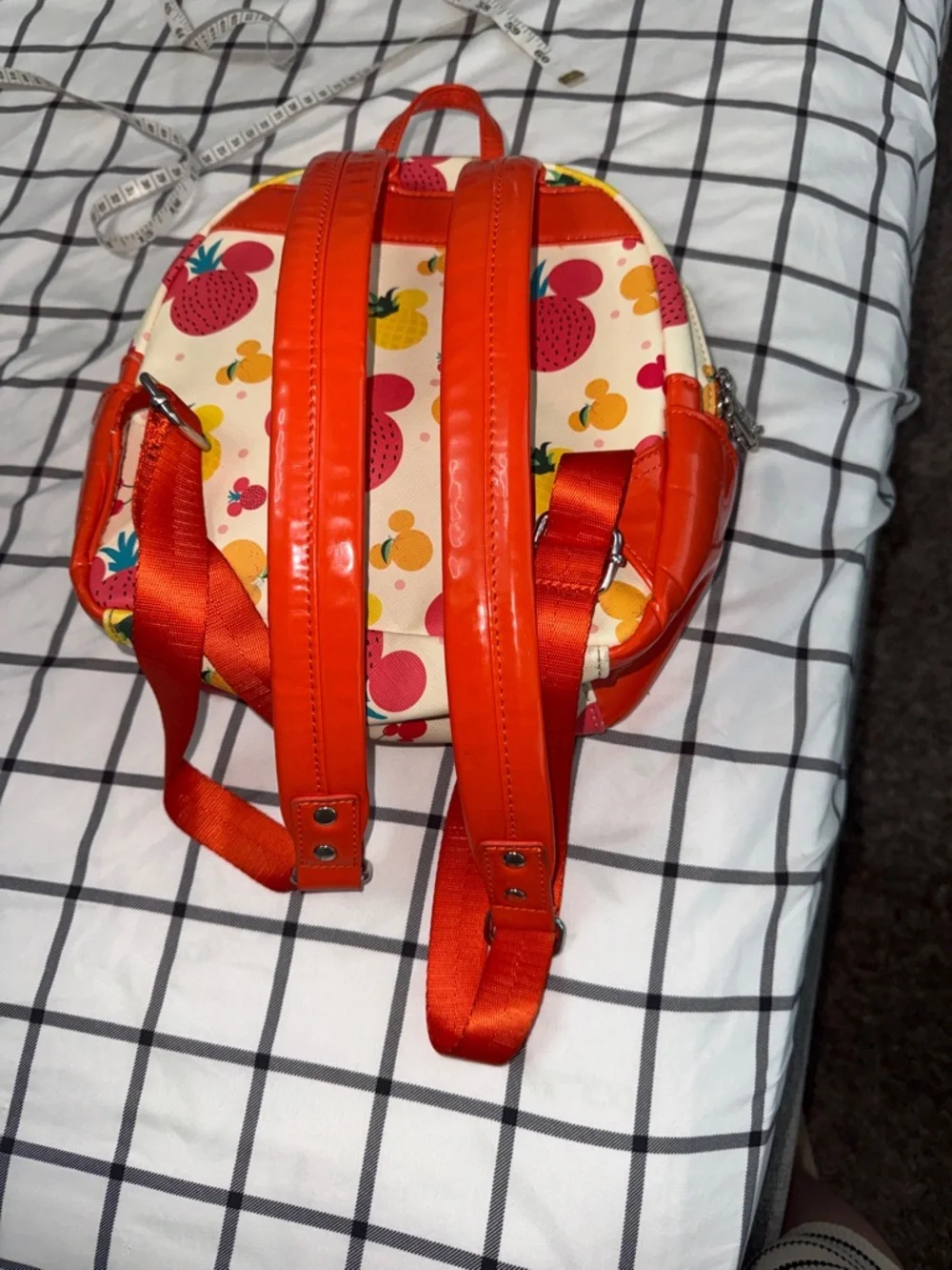 Loungefly Cream Mini Backpack with Red, Yellow & Orange Fruit Mickeys